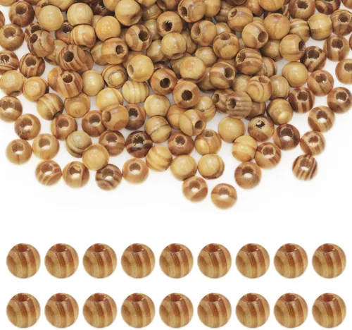 Miniatura 8 de BetterJonny 180 cuentas de madera natural de agujero grande, cuentas espaciadoras redondas de madera para macramé, pulseras de joyería, manualidades