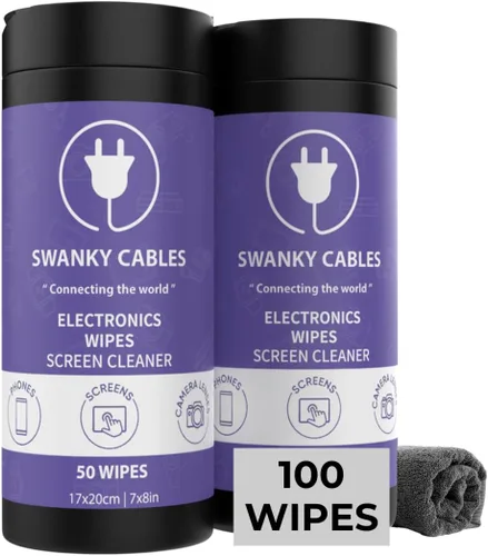 Swanky Cables Toallitas limpiadoras de pantalla: toallitas electrónicas para pantallas - Toallitas de pantalla de computadora para limpieza de color