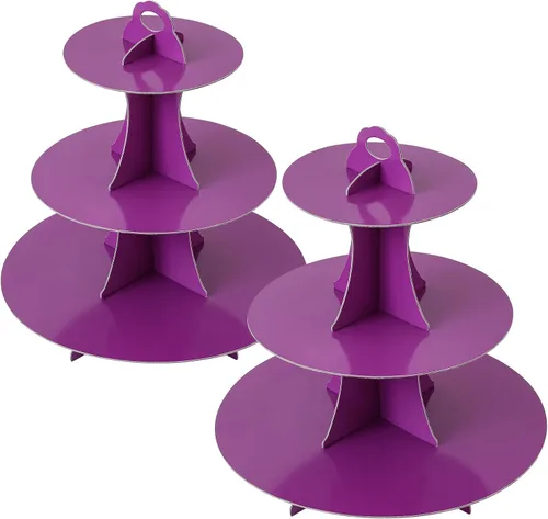 Miniatura 26 de Soleebee Soporte redondo de 3 niveles para cupcakes, torre de cartón para cupcakes, torre de soporte para pasteles de postre para decoración