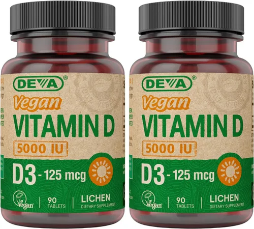 Miniatura 7 de DEVA Vitamina D3 5000 UI, suplemento de sol, 125 mcg de D3 vegano, botella de 90