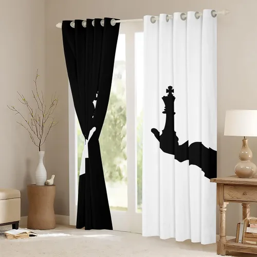 Miniatura 3 de Cortinas de ajedrez internacionales para niños, adultos, niños, juegos, cortinas de ventana para dormitorio, sala de estar, tratamiento de ventana