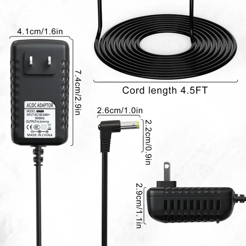Miniatura 5 de Cable de alimentación adaptador de 9.5 V CA/CC para teclado de piano Casio LK-135 WK-225 CTK-2500 CTK-2400 CTK-2550 CTK-1100 WK-220 LK-165 CTK-2090