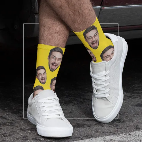 Miniatura 6 de Calcetines de cara personalizados, 9 colores, calcetines de fotos personalizados con tu cara, tu gato o perro, calcetines divertidos para hombres
