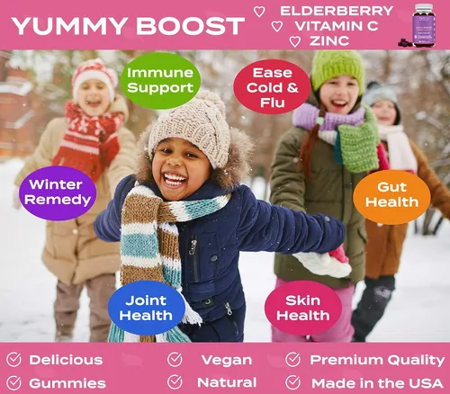 Miniatura 2 de RUWAA NUTRITION Sambucus Gomitas de saúco para niños con zinc y vitamina C: antioxidantes, vitaminas de apoyo inmunológico, apoya la salud