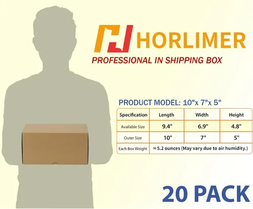 Miniatura 2 de HORLIMER - Cajas de envío de 10 x 7 x 5 pulgadas, conjunto de 20, caja de cartón corrugado marrón para envío postal de documentación