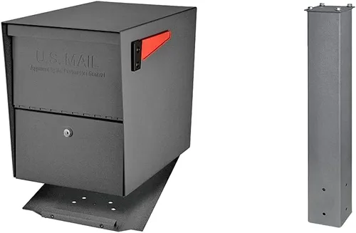 Miniatura 6 de Mail Boss 7206 Package Master - Buzón de seguridad con bloqueo en la acera, mediano, negro, placa base de montaje en superficie y poste de montaje