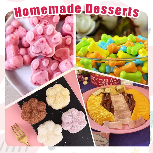Miniatura 7 de Moldes de silicona para patas y huesos de cachorro, moldes para hornear, moldes de chocolate, molde de silicona para golosinas para perros, paquete