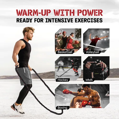 Miniatura 6 de Yes4All Cuerda de saltar pesada, cuerda de saltar pesada de 2.8 libras con mango antideslizante de doble capa y funda protectora para fitness