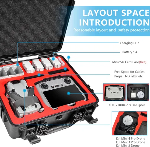 Miniatura 2 de FPVtosky Funda rígida Mini 4 Pro para DJI Mini 4 Pro/Mini 3 Pro, funda impermeable para Mavic Mini 4 Pro con controlador DJI RC/DJI RC 2, funda