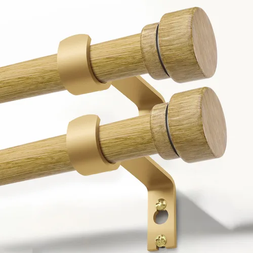 Miniatura 13 de Lootkell Barras de cortina de madera para ventanas de 66 a 120 pulgadas de diámetro, bohemio, decorativo, resistente, largo, ajustable, con diseño