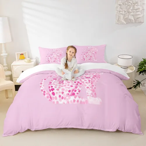 Miniatura 27 de Juego de funda de edredón para niños, tamaño individual, diseño de cebra y leopardo con purpurina, decoración de habitación para niñas y mujeres
