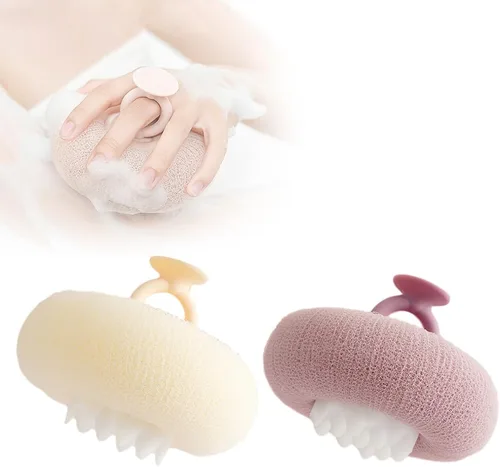 Miniatura 7 de Bola de baño con ventosa de girasol súper suave, accesorios de baño de girasol mejorados 2025 para mujeres, esponja de baño exfoliante de malla