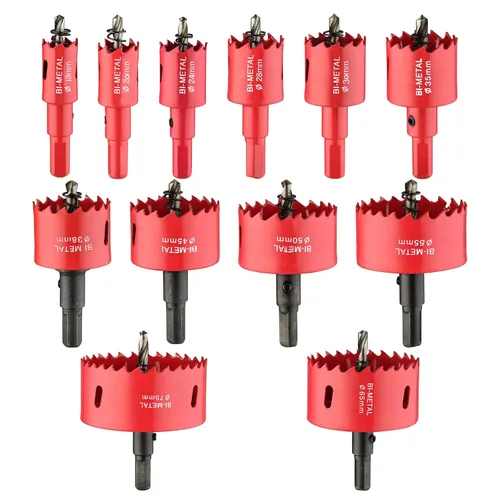 Miniatura 6 de Kit de sierra de agujero bimetálica de 13 piezas con brocas, juego de sierra de agujero de carburo para metal fino y madera, diámetro de corte
