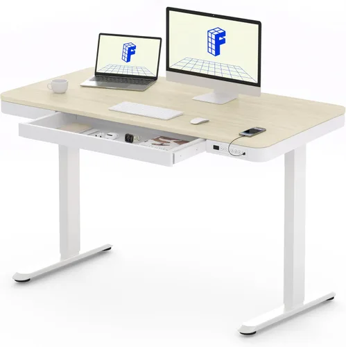 Miniatura 14 de FLEXISPOT Comhar - Escritorio de pie eléctrico de cristal puro con cajones, escritorio y puertos de carga USB, escritorio ergonómico de altura