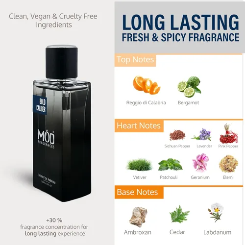 Miniatura 5 de Perfume de calibre audaz para hombres - Perfume de diseñador Perfume de larga duración Fresco Picante Extrait De Parfum 1.7 fl oz