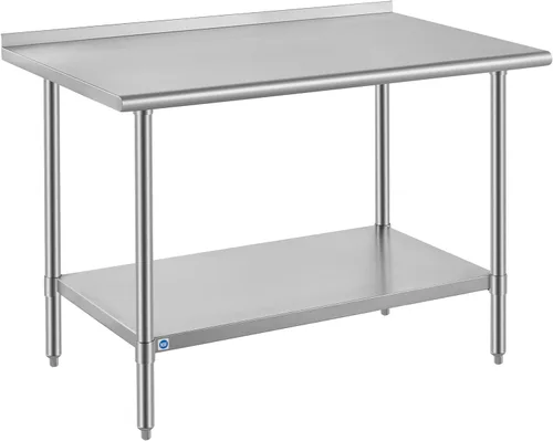 Miniatura 37 de Mesa de acero inoxidable para preparación y trabajo con protector contra salpicaduras, 24x72 pulgadas
