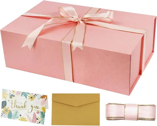 Miniatura 8 de YINUOYOUJIA Caja de regalo grande de color negro de 14 x 9 x 4.5 pulgadas, cajas de regalo con tapa de cierre magnético, cinta y tarjeta, caja