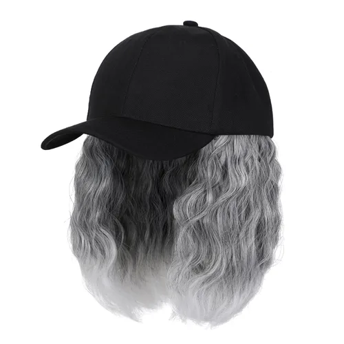 Miniatura 11 de Gorra de béisbol con extensiones de cabello, peluca ajustable, gorra rizada de 14 pulgadas, peluca sintética para mujer, marrón claro mezcla