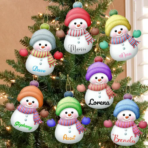Miniatura 14 de Adornos de Navidad personalizados 2025, repisa de chimenea, familia de 2/3/4/5/6 nombres de miembros de la familia Joy para decoraciones de árbol
