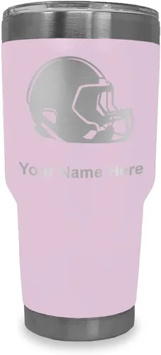 Miniatura 20 de LaserGram Vaso aislado al vacío de 20 onzas, casco de fútbol, grabado personalizado incluido (morado claro)
