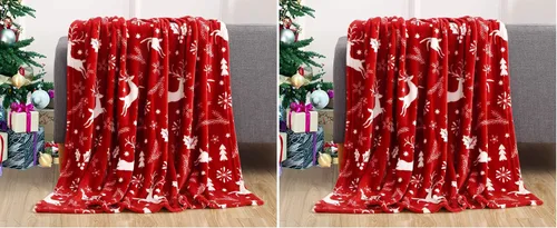 Miniatura 35 de Elegant Comfort Velvet Touch Ultra Lujosa Manta/Frazada de Vellón con Estampado Navideño de Vacaciones - 50 x 60 pulgadas, (Flor de Pascua), 50 x 60