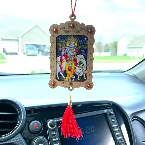 Miniatura 9 de LOVENSPIRE Adorno colgante hindú para automóvil, marco de fotos, espejo retrovisor, accesorios de decoración interior para salpicadero, Ganesha