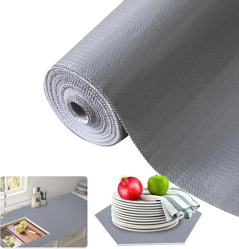 Miniatura 20 de Beautysaid Revestimiento de estante y cajón para gabinete Ktichen, papel antideslizante no adhesivo, impermeable, lavable, grueso para tocador