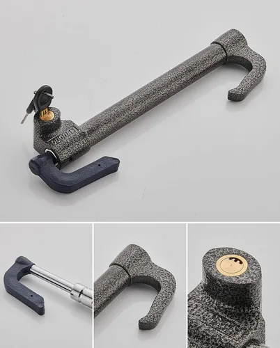 Miniatura 7 de Dispositivo antirrobo para volante de automóvil, bloqueo de freno de pedal de volante, doble gancho retráctil, productos de seguridad