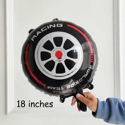 Miniatura 6 de Kit de Arco de Guirnalda de Globos de Auto de Carreras 166PCS Azul Polvoriento Negro Globos de Látex Rueda Globos de Papel Aluminio a Cuadros
