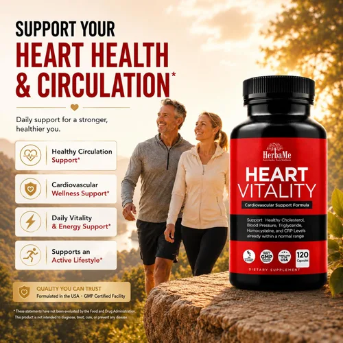 Miniatura 3 de HerbaMe Suplemento de apoyo cardíaco para hombres y mujeres, bienestar cardíaco diario y apoyo a la circulación, apoya el bienestar cardiovascular