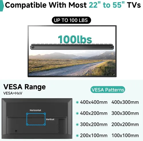 Miniatura 3 de Auoace Soporte de pared para TV sin taladro para televisores de 22 a 55 pulgadas, soporte de TV inteligente para pared con inclinación de hasta 5°