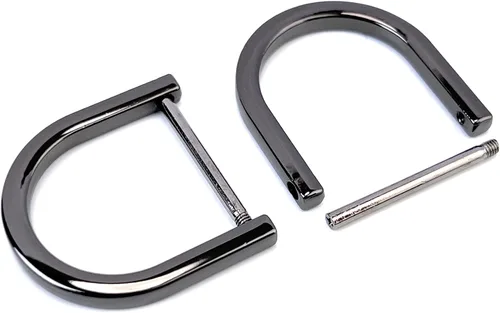 Miniatura 35 de 4 anillos en D resistentes con grillete de 1-1/2 pulgadas, oro antiguo, en forma de U, repuesto para bolso, llavero, collar de perro