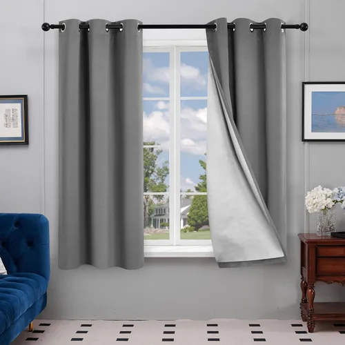 Miniatura 43 de Deconovo - Cortinas opacas para dormitorio con ojales, cortinas sólidas con aislamiento térmico, bloquean el calor, oscurecen la habitación, ahorran