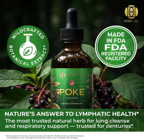 Miniatura 2 de Extracto de raíz de poke – Gotas de drenaje linfático puro – Suplementos de apoyo inmunológico y fórmula de desintoxicación – Relajante muscular