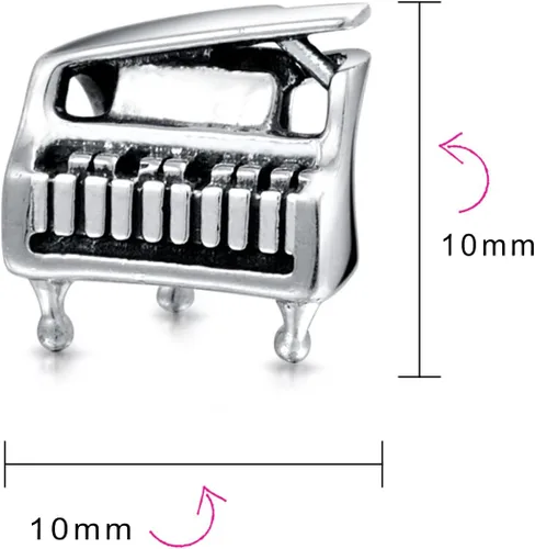 Miniatura 4 de Bling Jewelry Musician Pianist Keys Music Student Grand Piano Rock Star Electric Guitar Bead Charm For Women Teen Oxidized .925 Sterling Silver Fits