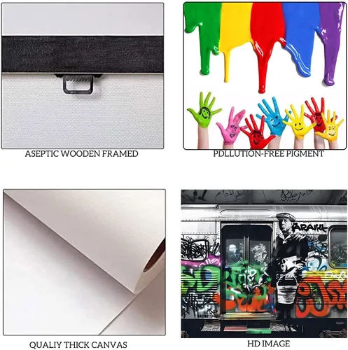 Miniatura 6 de 3 paneles divertidos de Banksy Graffiti Street Wall Art Cuadros de graffiti, autobús, metro, obras de arte modernas para decoración de pared