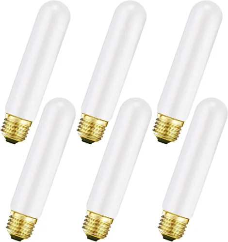 Miniatura 12 de Bombilla LED T10 de 11.8 pulgadas, base E26, ópalo mate de porcelana, blanco cálido 2700K, regulable Edison 6W, bombilla tubular LED, 500LM, T10