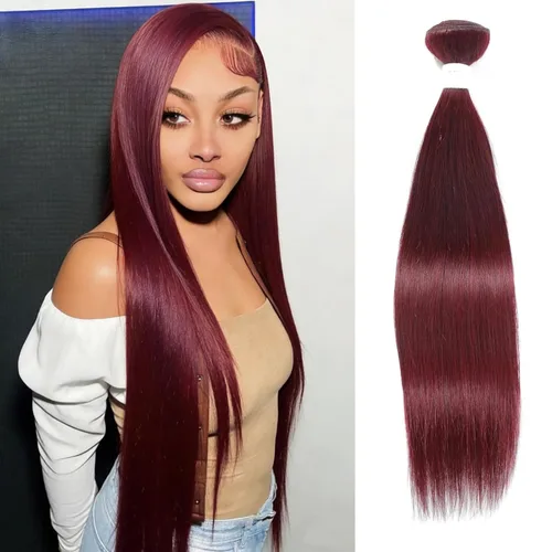 Miniatura 9 de REMY HAIR paquetes de cabello humano lacio 99J Borgoña paquetes 1 paquete 14 pulgadas 100% cabello humano