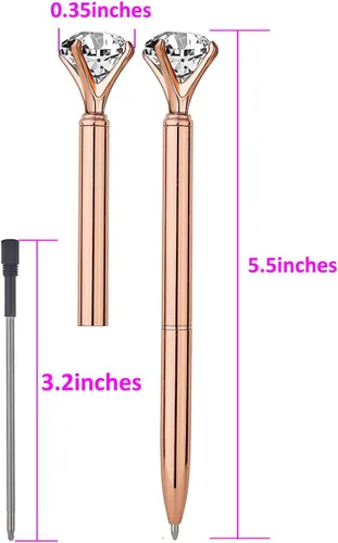 Miniatura 3 de Bolígrafos de metal con diamantes grandes en la parte superior, divertidos y elegantes bolígrafos de diamantes de cristal con diamantes brillantes