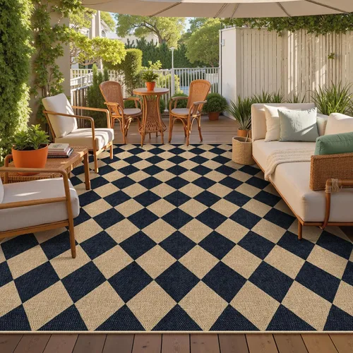 Miniatura 11 de Lahome Alfombra de yute a cuadros fácil 2'x3', alfombra pequeña para entrada, antideslizante, alfombra para la puerta delantera de la cocina