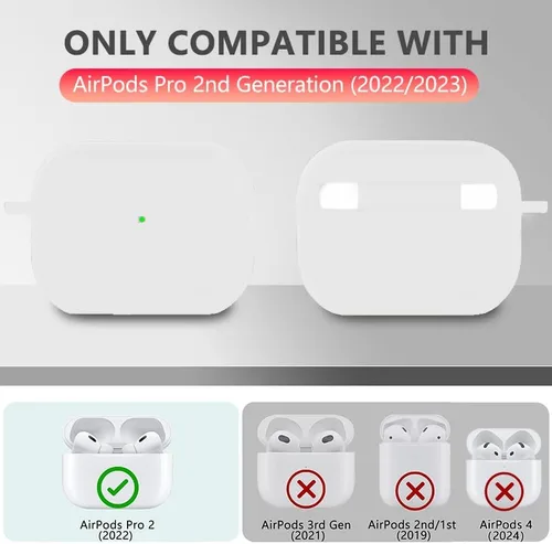 Miniatura 4 de Funda de silicona para AirPods Pro de 2 generación con kit de limpieza, llavero para hombres y mujeres, accesorio protector ideal para AirPods Pro