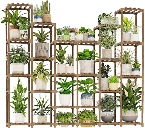 Miniatura 8 de GENTINGBRO - Soporte de metal para plantas al aire libre de 62.2 pulgadas de alto, estante para plantas, 12 macetas, interior, sala de estar