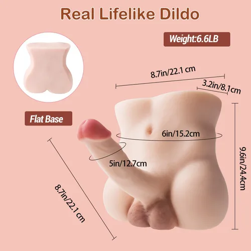 Miniatura 5 de Muñeca sexual de torso con consolador realista flexible de 8.7 pulgadas para masturbación de mujeres, muñecas sexuales para hombres, sexo