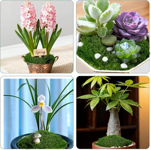 Miniatura 3 de jiebor Musgo artificial verde falso de 7 onzas para manualidades, plantas en maceta, jardín de hadas, hogar, boda, fiesta, centros de mesa
