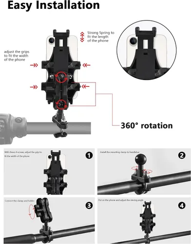 Miniatura 5 de ZIDIYORUO Soporte para Teléfono de ATV, Montaje de Teléfono para Cuatrimoto, 8 Abrazaderas Sostienen Teléfonos de 4.7-7.1", Operación con Una Mano