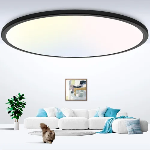 Miniatura 20 de Zemty Paquete de 8 lámparas de techo LED de montaje empotrado de 12 pulgadas, lámpara de techo súper delgada de 28 W 3200 lm, lámpara de techo Negro
