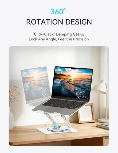 Miniatura 4 de SOUNDANCE - Soporte para laptop con base giratoria de 360°, elevador ergonómico para computadora para escritorio, altura ajustable multi-ángulo