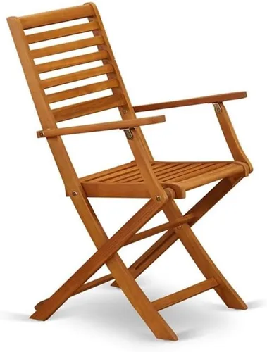Miniatura 4 de East West Furniture BBSCANA Beasley - Sillas de comedor plegables para patio con reposabrazos, madera de acacia, juego de 2, aceite natural