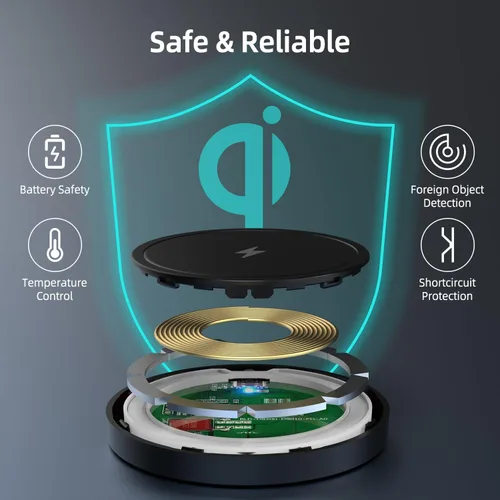 Miniatura 7 de Cargador inalámbrico, 6.5 pies/6.6 ft 15 W Max Fast Magnetic Wireless Charging Pad compatible con iPhone 16/15/14/13/12 con convertidor USB-A, negro