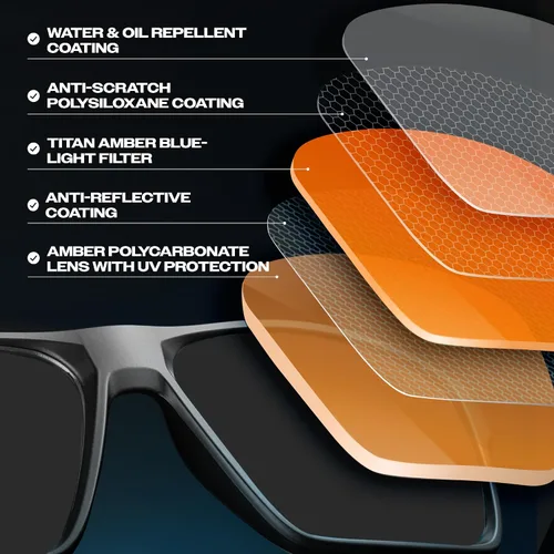 Miniatura 5 de Titan - Lentes de juego anti luz azul para hombre, protección UV400, bloqueo de luz azul para computadora, fatiga ocular Negro